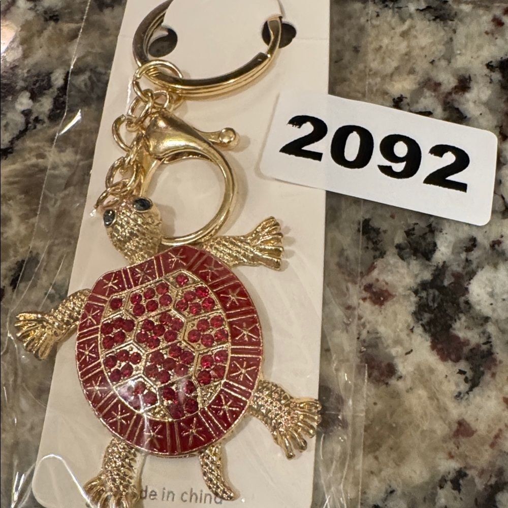 2092 Rhinestone, Turtle Key Ring & Bag Charm - Picture 2 of 2